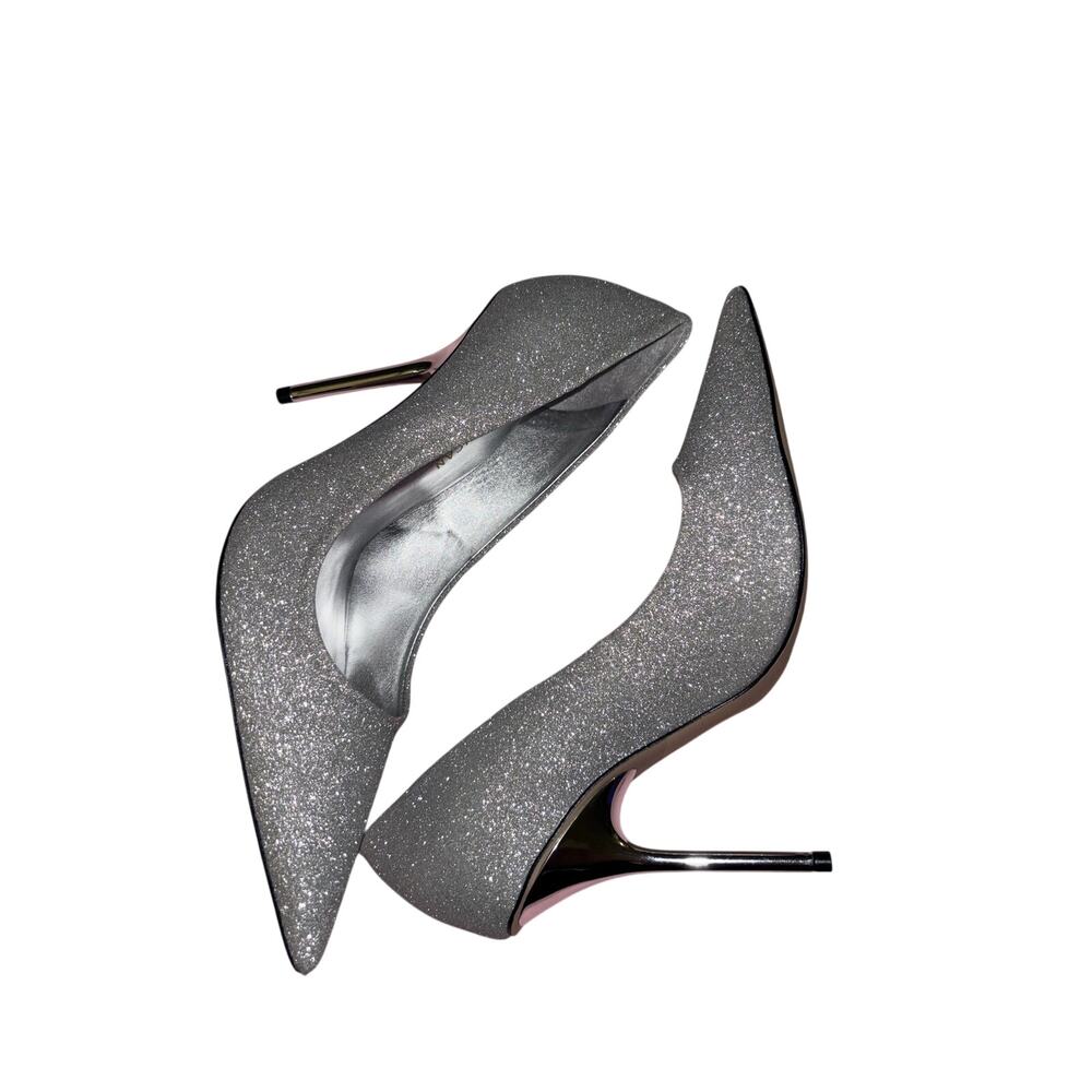 Good American Silver Glitter Pumps Size 9.5